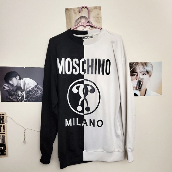 Moschino Sweaters Moschino Half Black And White Sweater Poshmark